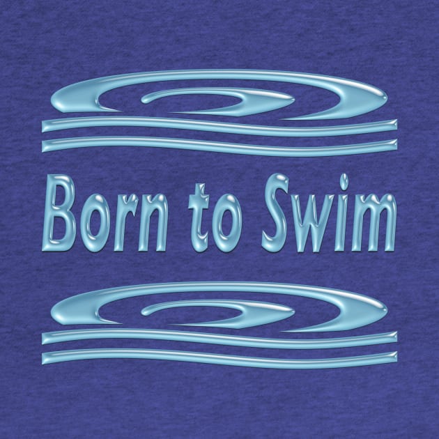 Born to Swim Motif with Wave Swirls by Suzette Ransome Illustration & Design